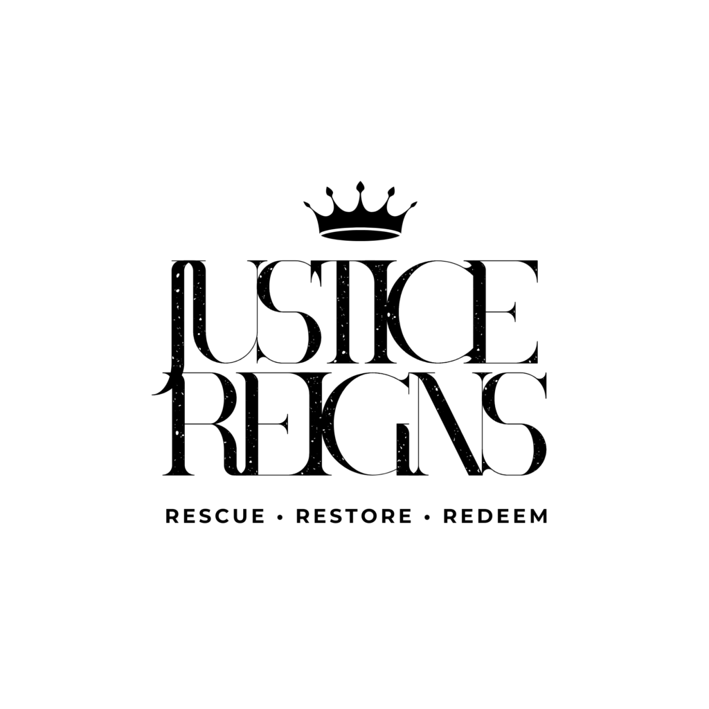 Justice Reigns Rescue Restore Redeem logo with crown icon